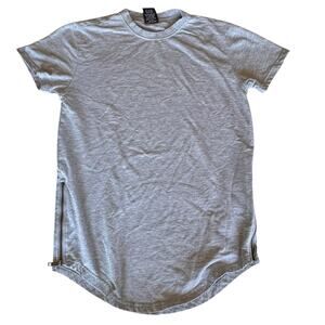 Mens T-Shirt Size Small Gray Urban Fit Zipper Sides